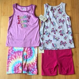 NEW Girl’s 5T Summer Outfits Sets Lot Tank Tops Bike Shorts Butterflies Tie Dye